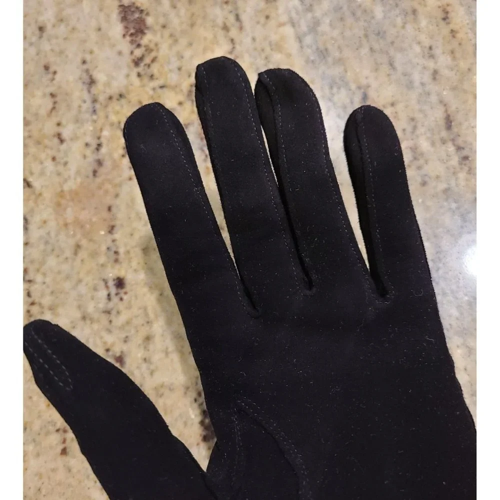 Vintage Size M 7 Black Soft Suede Leather Formal 8.5